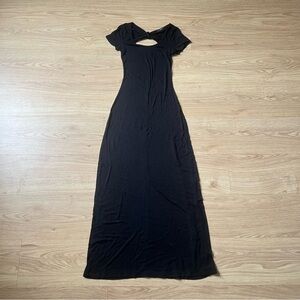 Soprano Black Cutout Bow Back Fitted Maxi Dress